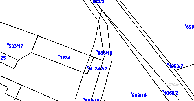 Parcela st. 583/18 v KÚ Stupno, Katastrální mapa