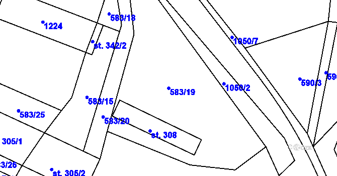 Parcela st. 583/19 v KÚ Stupno, Katastrální mapa