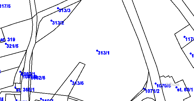 Parcela st. 313/1 v KÚ Stupno, Katastrální mapa