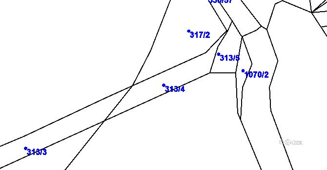 Parcela st. 313/4 v KÚ Stupno, Katastrální mapa
