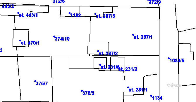 Parcela st. 287/2 v KÚ Stupno, Katastrální mapa