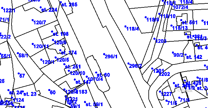 Parcela st. 296/1 v KÚ Stupno, Katastrální mapa
