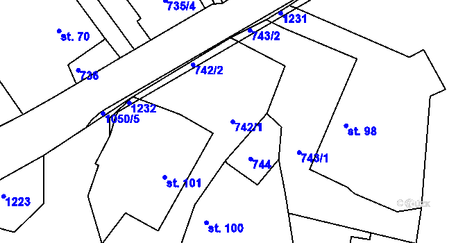 Parcela st. 742/1 v KÚ Stupno, Katastrální mapa