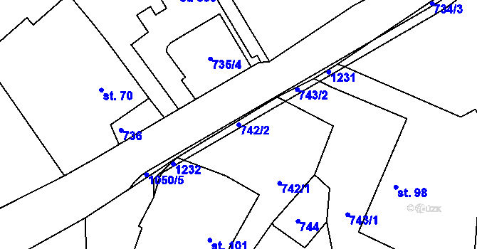 Parcela st. 742/2 v KÚ Stupno, Katastrální mapa