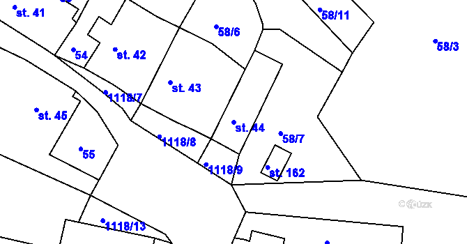 Parcela st. 44 v KÚ Vranovice u Břas, Katastrální mapa