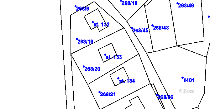 Parcela st. 133 v KÚ Vranovice u Břas, Katastrální mapa