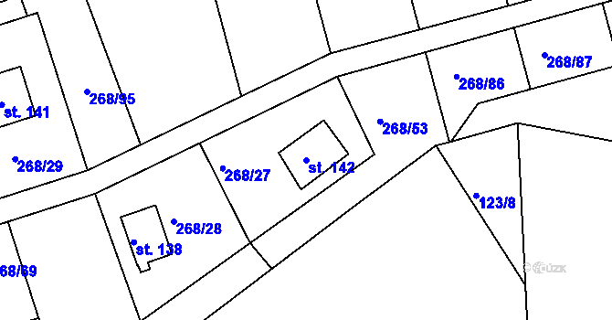 Parcela st. 142 v KÚ Vranovice u Břas, Katastrální mapa
