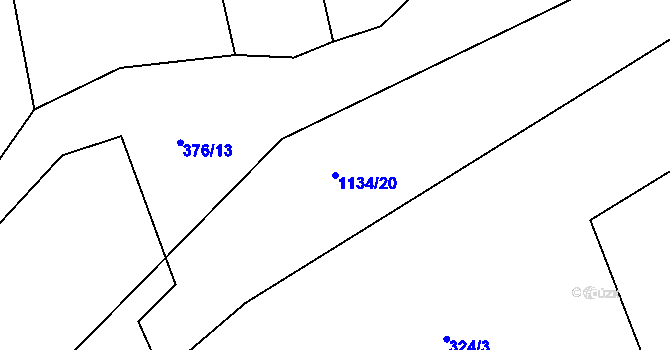 Parcela st. 1134/20 v KÚ Vranovice u Břas, Katastrální mapa