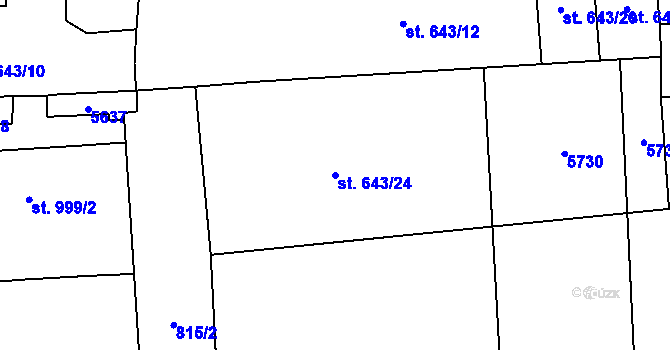 Parcela st. 643/24 v KÚ Břeclav, Katastrální mapa