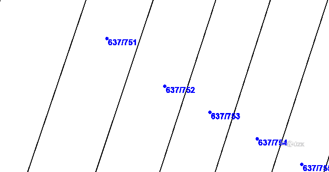 Parcela st. 637/752 v KÚ Břeclav, Katastrální mapa