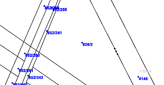 Parcela st. 828/2 v KÚ Břeclav, Katastrální mapa