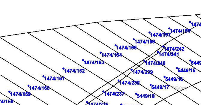 Parcela st. 1474/164 v KÚ Břeclav, Katastrální mapa