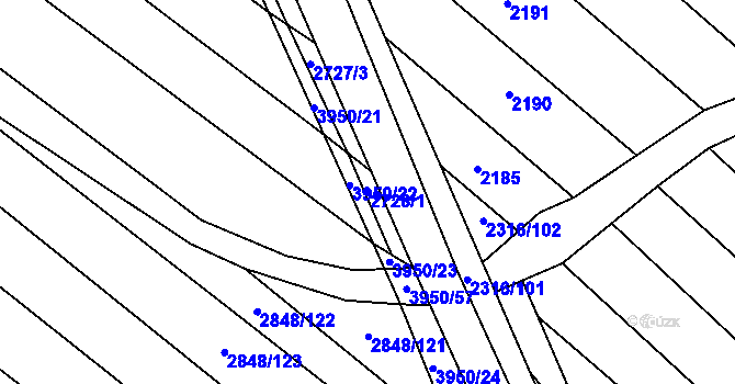 Parcela st. 2728/1 v KÚ Břeclav, Katastrální mapa