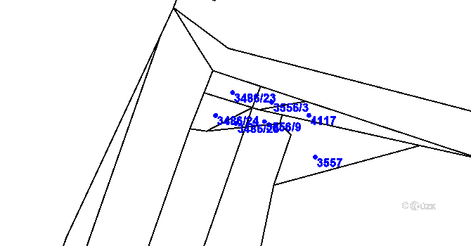 Parcela st. 3486/25 v KÚ Břeclav, Katastrální mapa