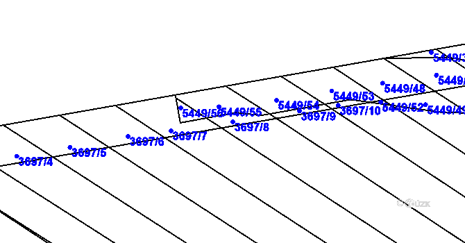 Parcela st. 3697/8 v KÚ Břeclav, Katastrální mapa