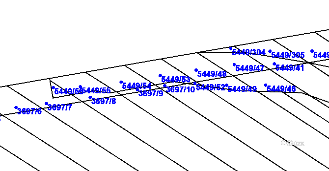 Parcela st. 3697/10 v KÚ Břeclav, Katastrální mapa