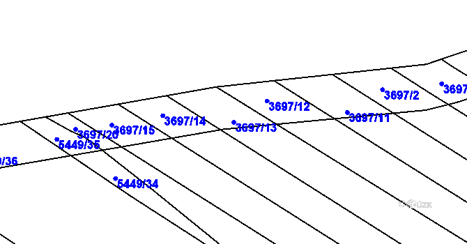 Parcela st. 3697/13 v KÚ Břeclav, Katastrální mapa
