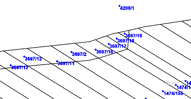 Parcela st. 3697/16 v KÚ Břeclav, Katastrální mapa
