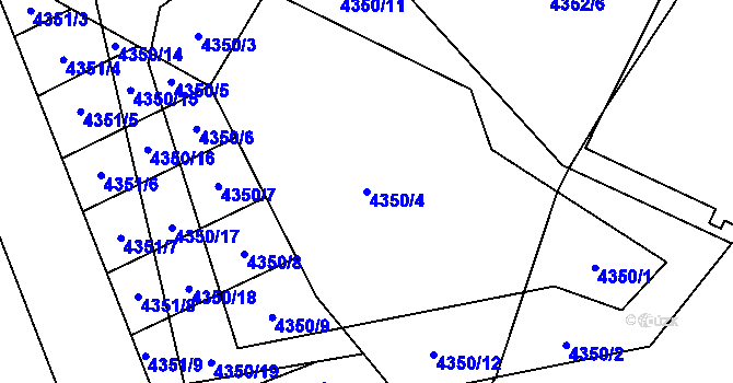 Parcela st. 4350/4 v KÚ Břeclav, Katastrální mapa