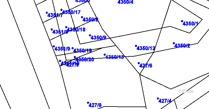 Parcela st. 4350/13 v KÚ Břeclav, Katastrální mapa