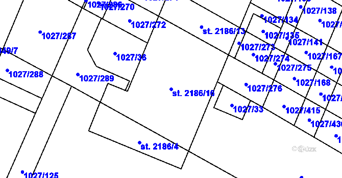 Parcela st. 2186/16 v KÚ Břeclav, Katastrální mapa