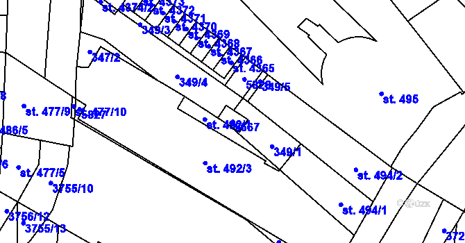 Parcela st. 5667 v KÚ Břeclav, Katastrální mapa