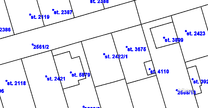 Parcela st. 2422/1 v KÚ Břeclav, Katastrální mapa
