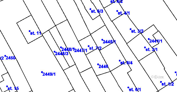 Parcela st. 7/2 v KÚ Břeclav, Katastrální mapa