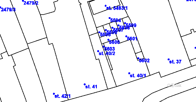 Parcela st. 40/2 v KÚ Břeclav, Katastrální mapa