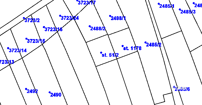 Parcela st. 51/2 v KÚ Břeclav, Katastrální mapa