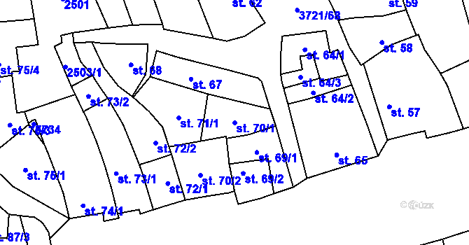 Parcela st. 70/1 v KÚ Břeclav, Katastrální mapa