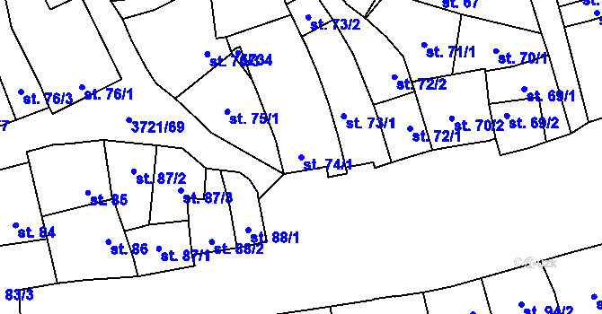Parcela st. 74/1 v KÚ Břeclav, Katastrální mapa