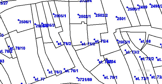 Parcela st. 75/2 v KÚ Břeclav, Katastrální mapa