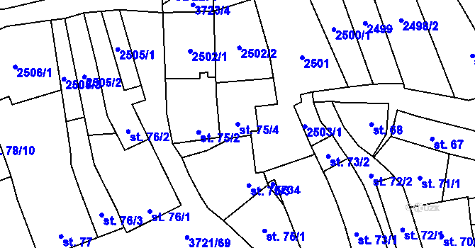 Parcela st. 75/4 v KÚ Břeclav, Katastrální mapa
