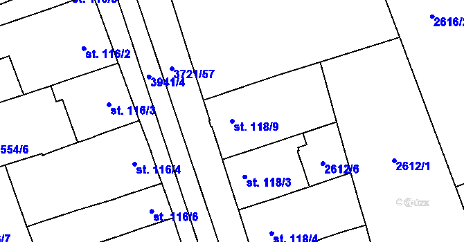Parcela st. 118/9 v KÚ Břeclav, Katastrální mapa