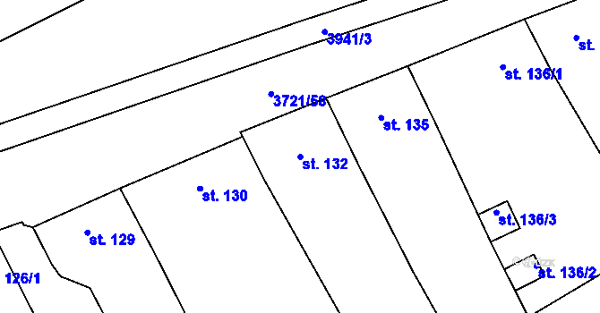 Parcela st. 132 v KÚ Břeclav, Katastrální mapa