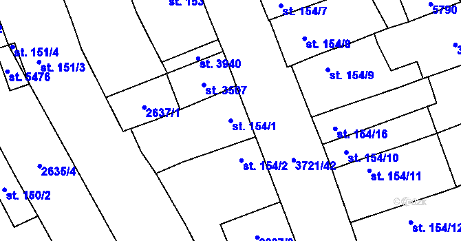 Parcela st. 154/1 v KÚ Břeclav, Katastrální mapa