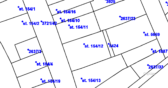 Parcela st. 154/12 v KÚ Břeclav, Katastrální mapa