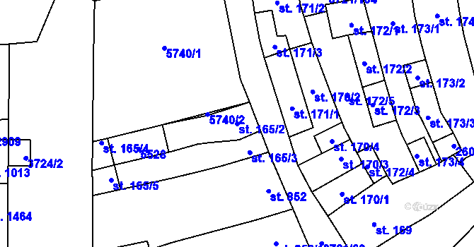 Parcela st. 165/2 v KÚ Břeclav, Katastrální mapa