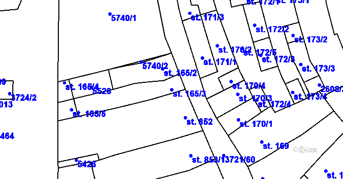 Parcela st. 165/3 v KÚ Břeclav, Katastrální mapa