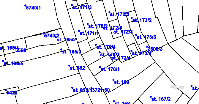 Parcela st. 170/3 v KÚ Břeclav, Katastrální mapa