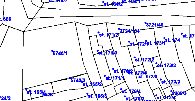 Parcela st. 171/3 v KÚ Břeclav, Katastrální mapa
