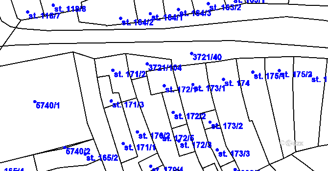 Parcela st. 172/1 v KÚ Břeclav, Katastrální mapa
