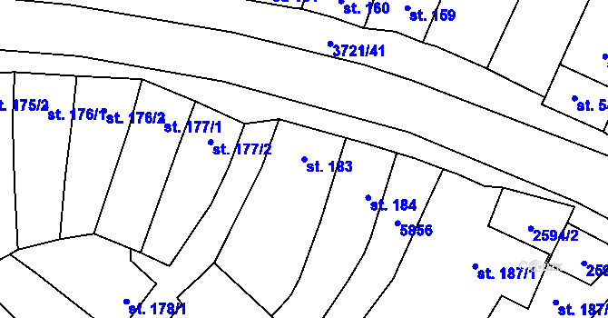 Parcela st. 183 v KÚ Břeclav, Katastrální mapa