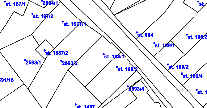 Parcela st. 188/1 v KÚ Břeclav, Katastrální mapa