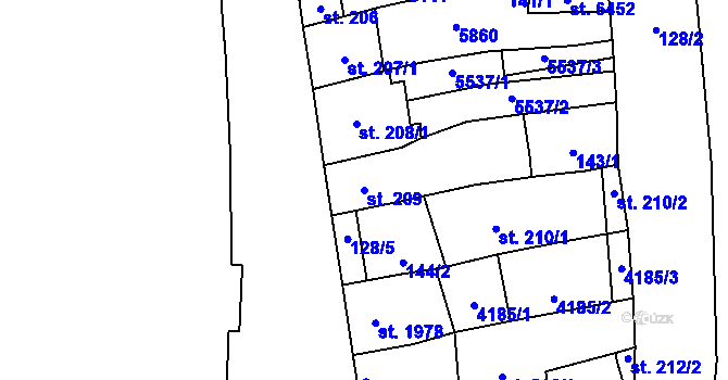Parcela st. 209 v KÚ Břeclav, Katastrální mapa