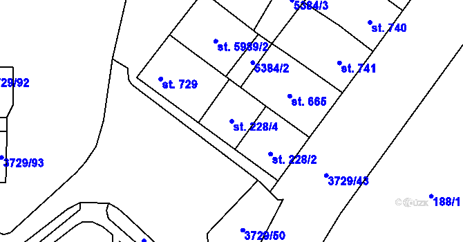 Parcela st. 228/4 v KÚ Břeclav, Katastrální mapa