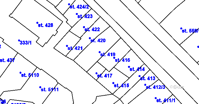 Parcela st. 419 v KÚ Břeclav, Katastrální mapa