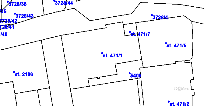 Parcela st. 471/1 v KÚ Břeclav, Katastrální mapa
