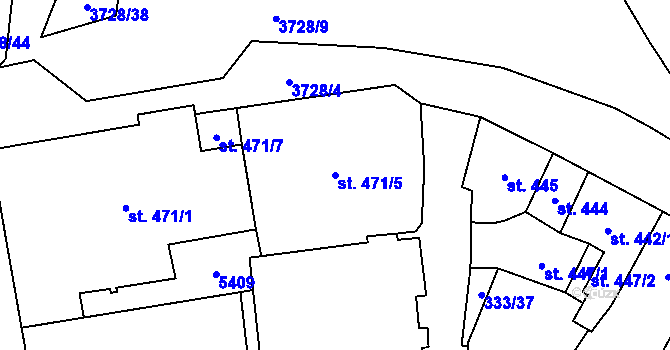 Parcela st. 471/5 v KÚ Břeclav, Katastrální mapa